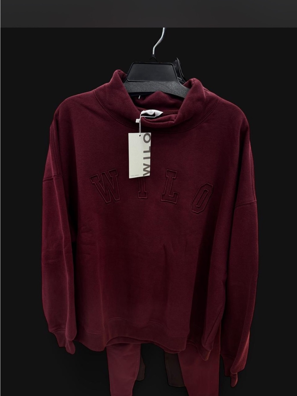 Wilo the Label NWT women’s Burgundy Crewneck Pullover and Legging Set